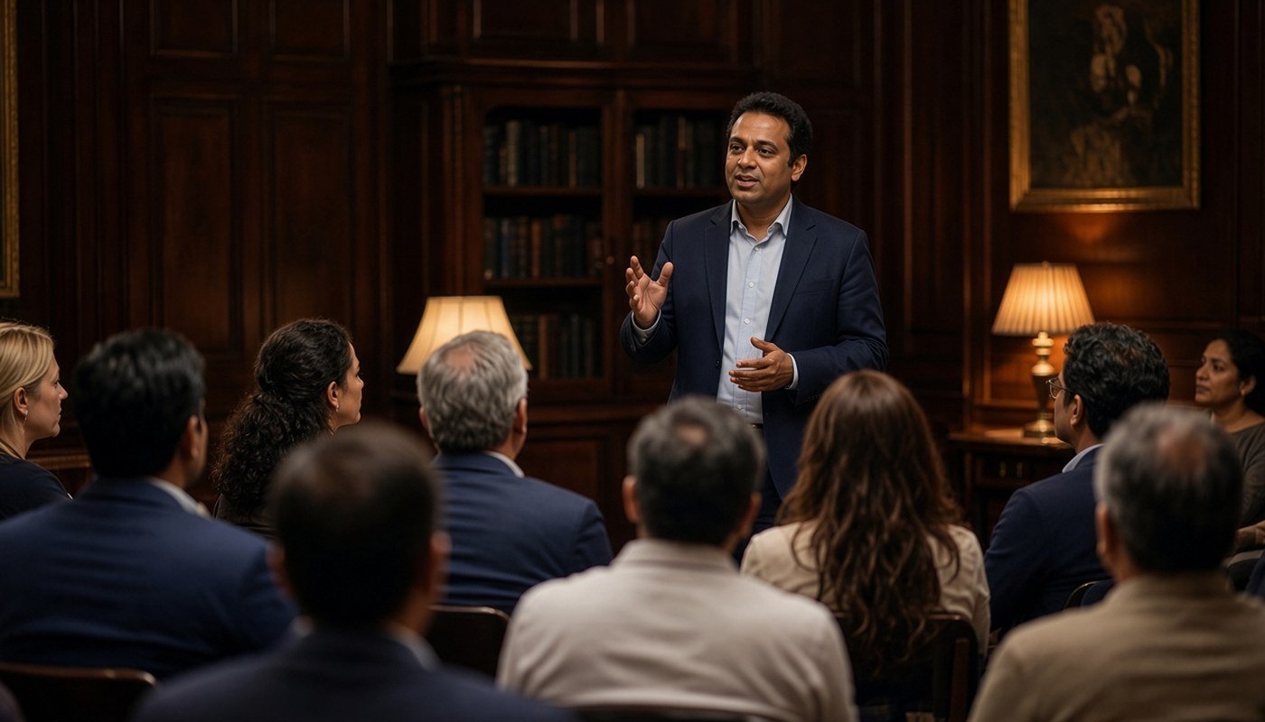 President addressing members at a British Institute for Longevity Medicine meeting